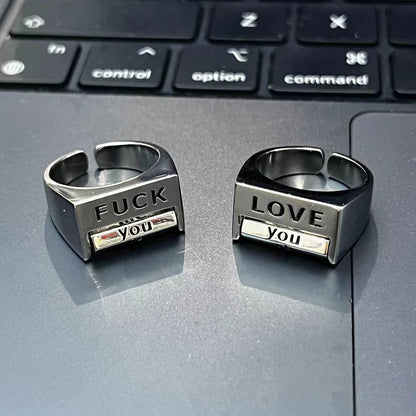 Spoof FU*K/LOVE Ring Rotatable Interactive Ring