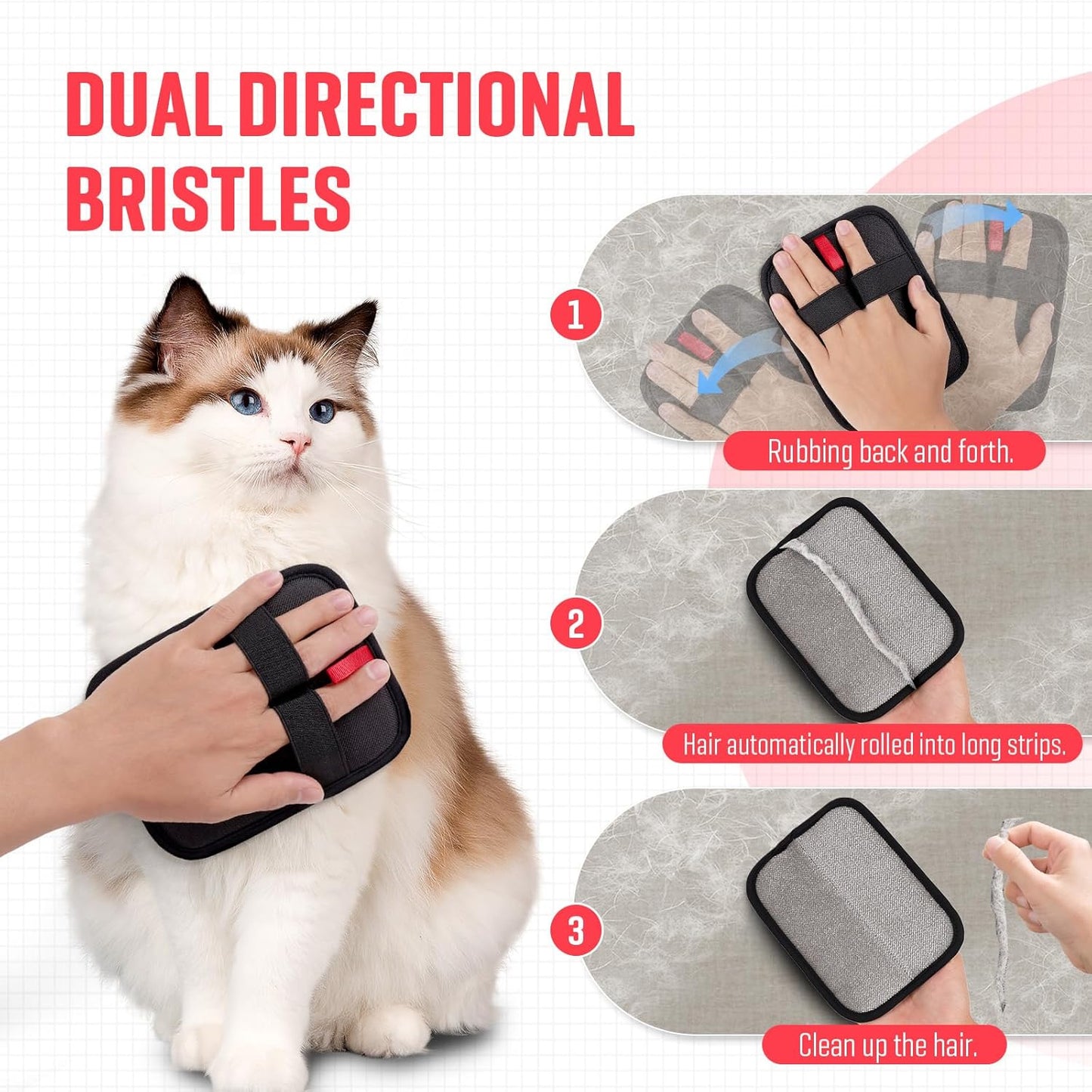 Pet Hair Removal Glove –Grooming Tool for Furniture & Pets