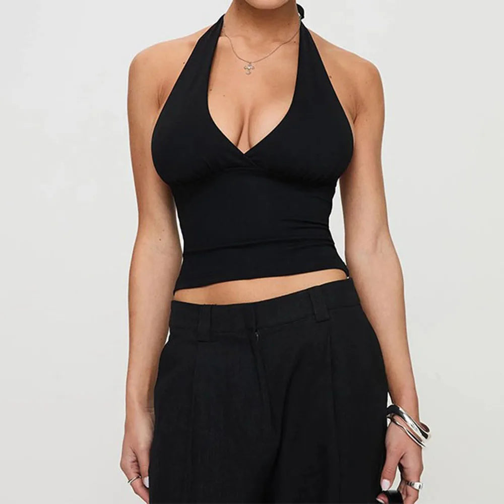 "American Street Style U-Neck Cross-Back Slim Fit Vest Top"
